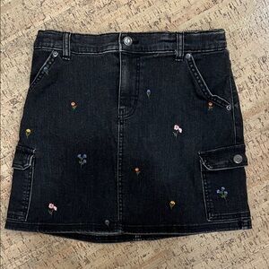 Cat & Jack Black Embroidered Floral Mini Skirt